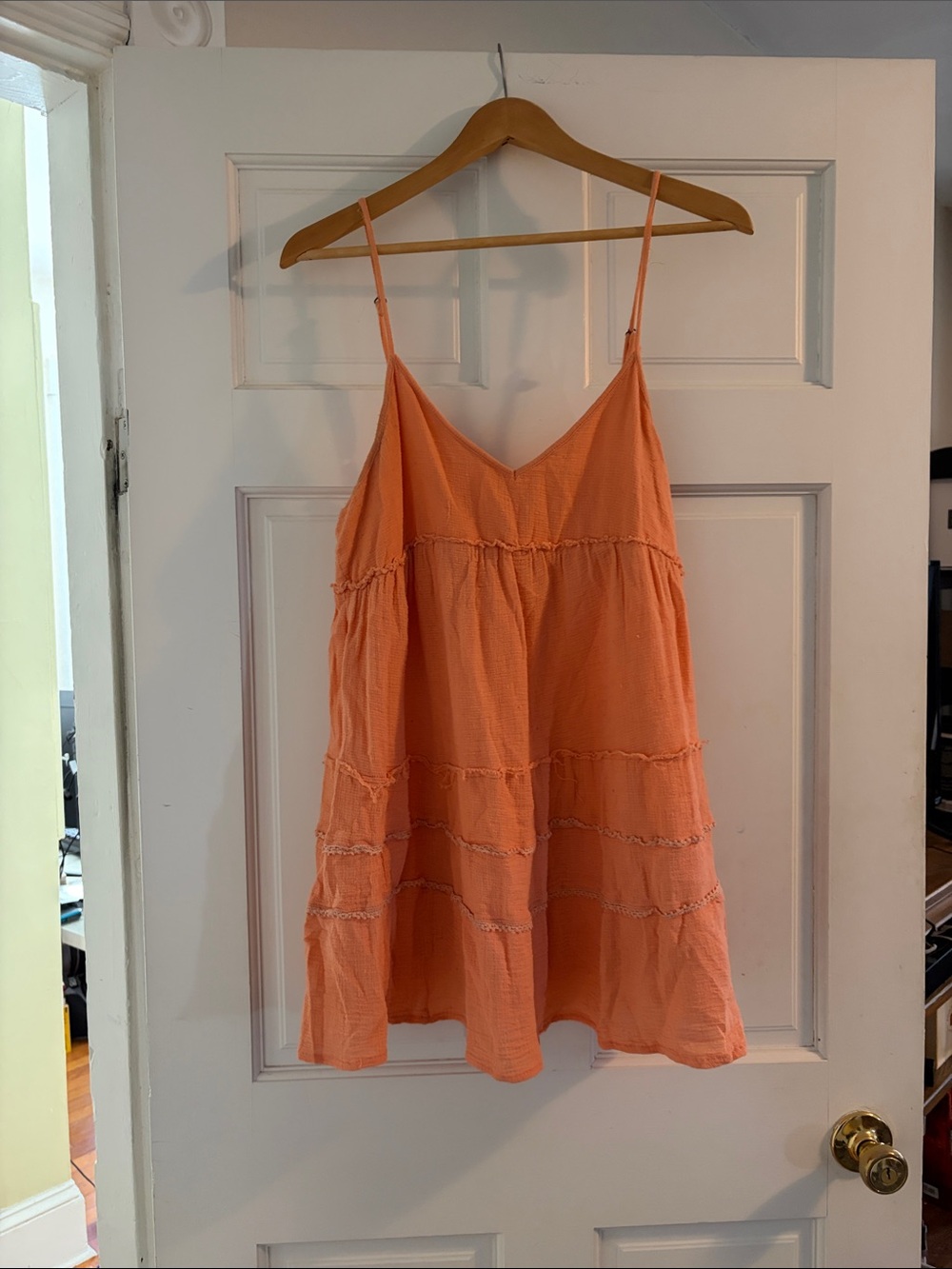 O’Neill - Spaghetti-Strap Tiered Mini Dress in Peach